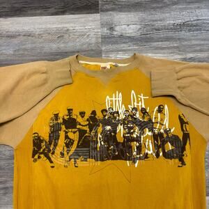 Vintage y2k 2000s Yellow Brown Tan Mens L Hip Hop Rap Group Crewneck‎ Sweatshirt
